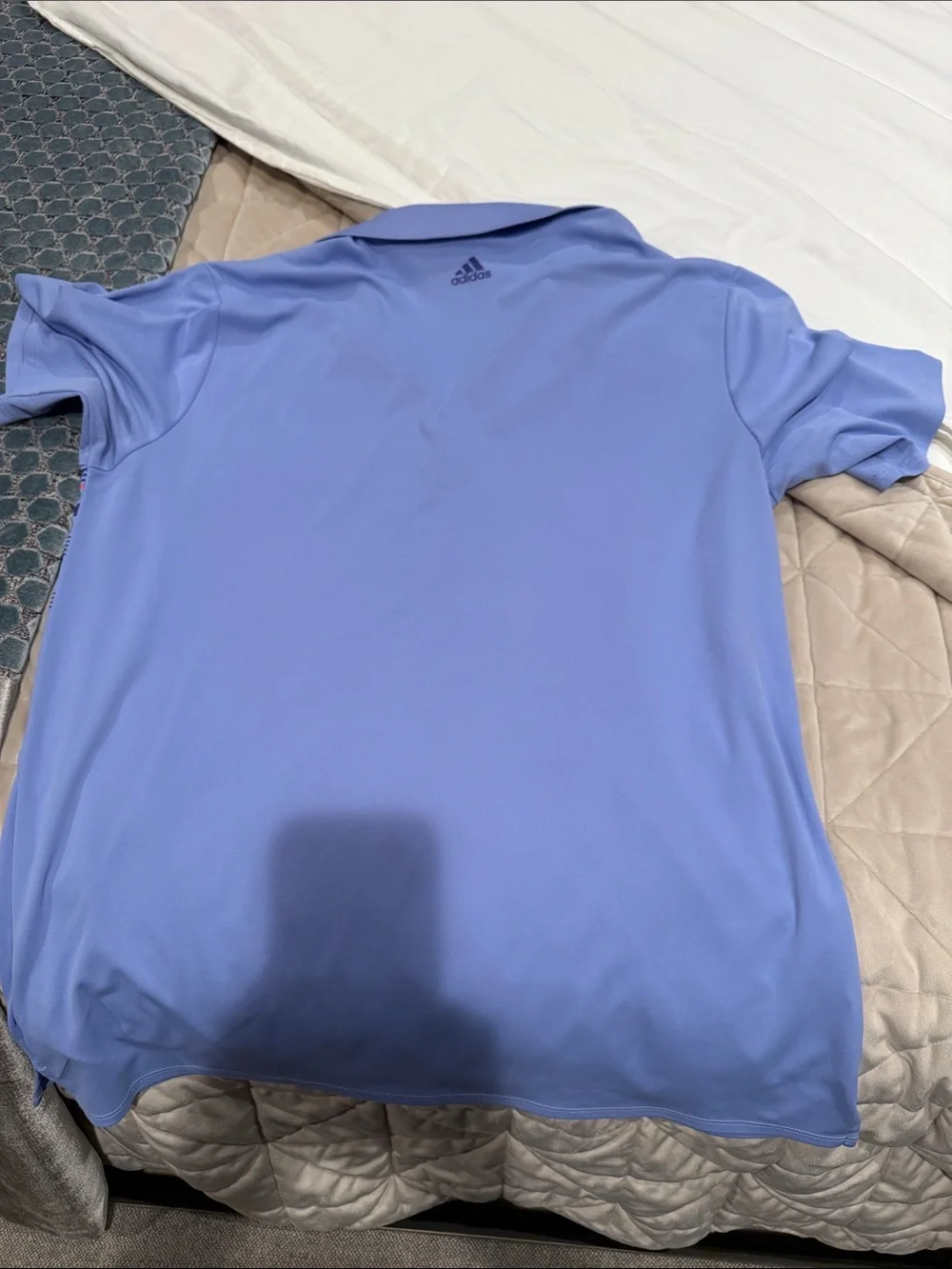 adidas Light Blue Polo with Striped Detail